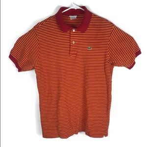 Mens Orange/Red Striped Lacoste Polo - Mens 5
